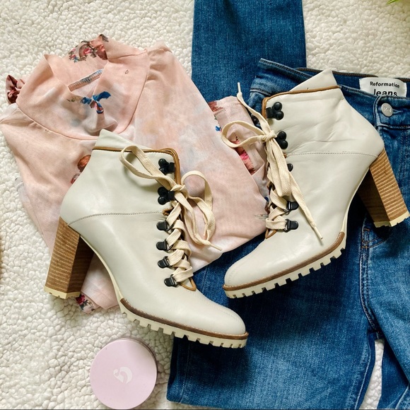 Coach Lucia Ivory Lace-Up Booties - Picture 2 of 14